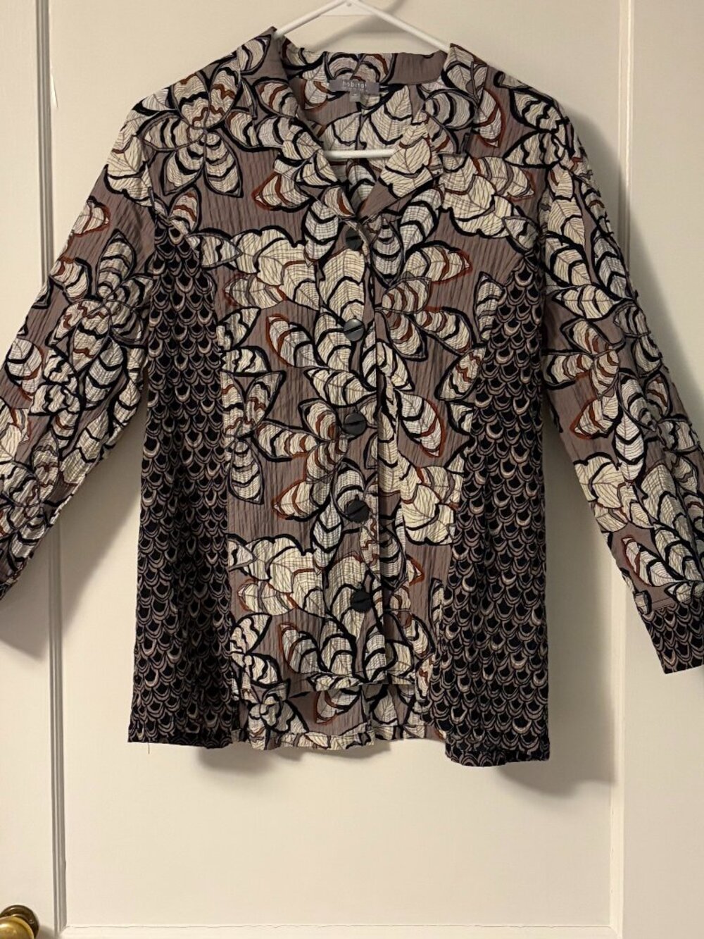 Habitat clothes to live in blouse size medium patchwork lagenlook neutral